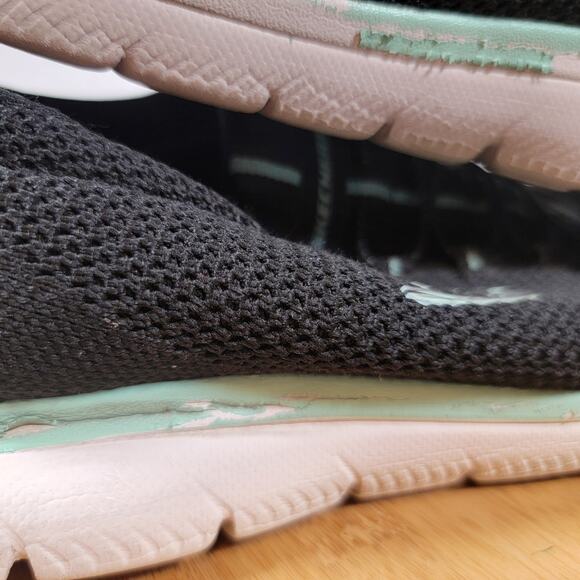 Skechers Summits Cool Classic Walking Sneakers Shoes Women 9 Black Blue - Picture 14 of 15